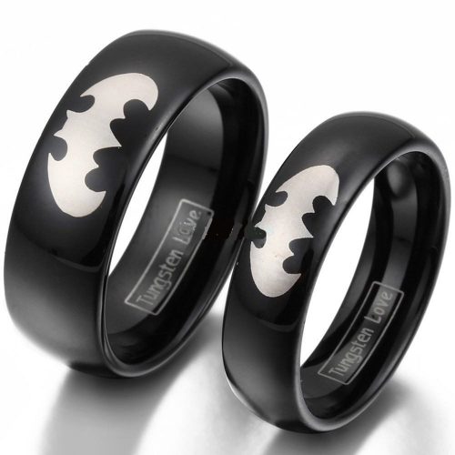 Batman Couples Ring Set on Black Tungsten
